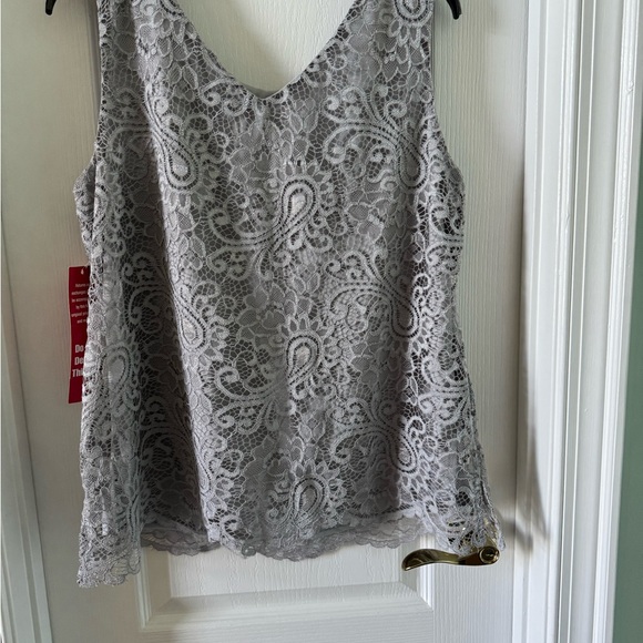 Embellished Silver Gray Tank Top Blouse - Picture 2 of 3